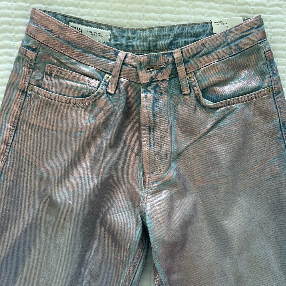 Zara Metallic Pink and Blue Women Jeans
